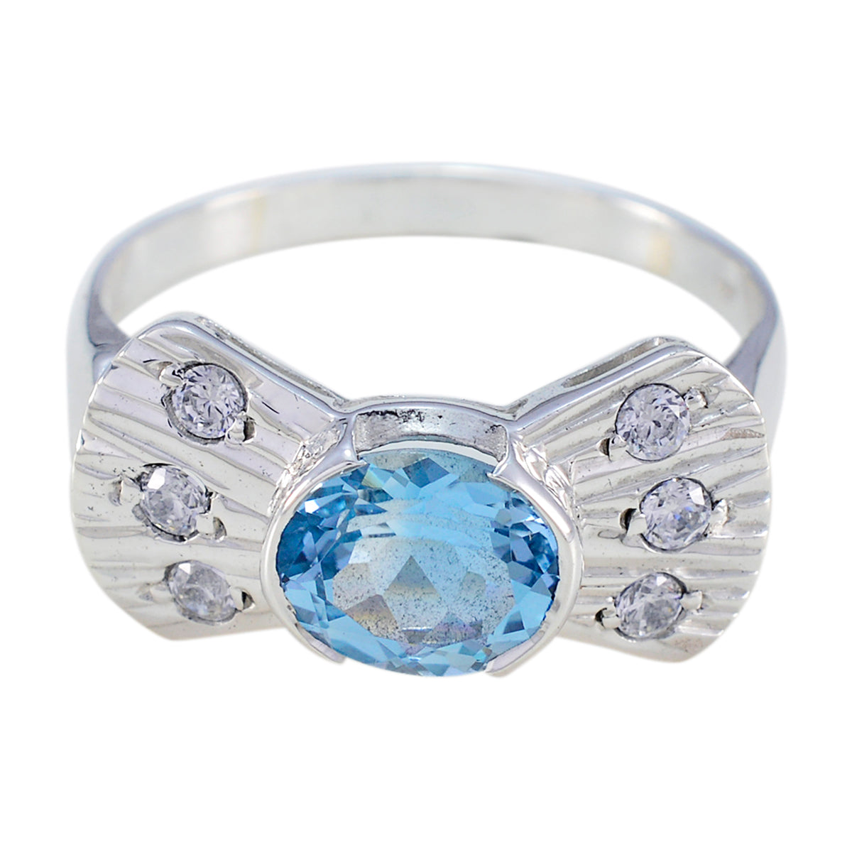 Isabelle Blue Halo Ring for Women with Gemstones Blue Topaz Blue