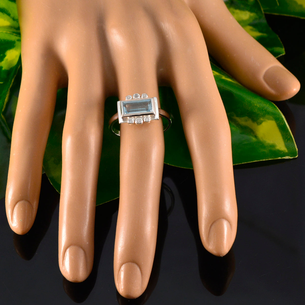 Savannah Blue Halo Ring with Gemstone and Diamonds
