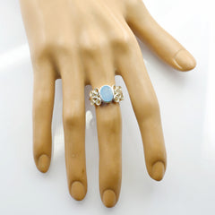 Katarina Blue Solitaire Gemstone Ring with Silver Design