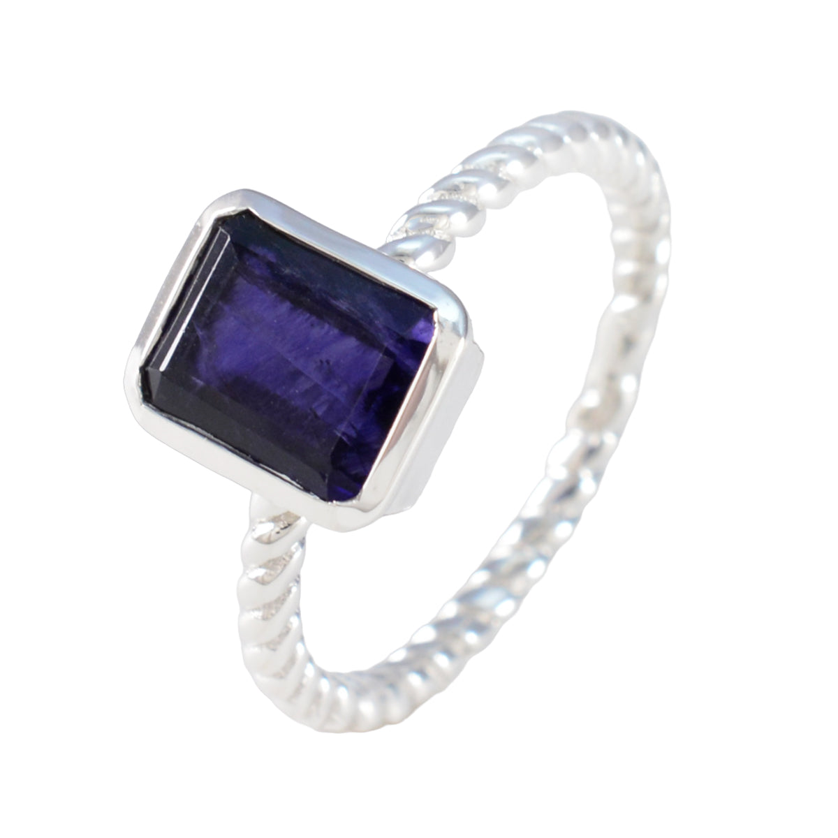 Agnes Blue Solitaire Ring for Women with Silver Band