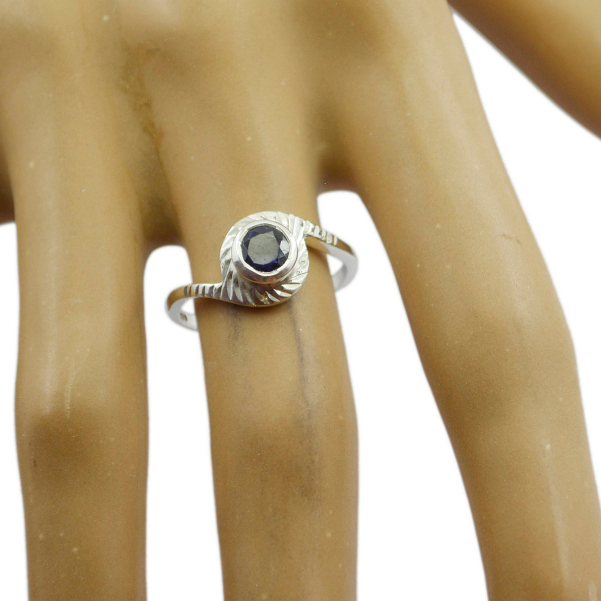 Jiwoo Blue Solitaire Ring for Women in Sterling Silver