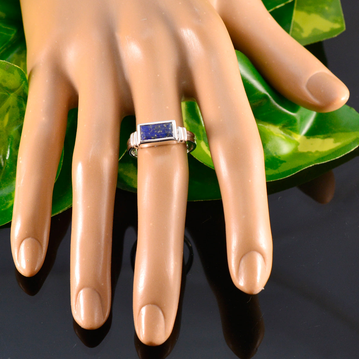Isabella Blue Solitaire Ring for Women in Silver