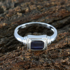 Lakshmi Blue Solitaire Ring for Women in Silver
