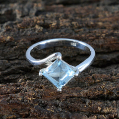 Hana Blue Solitaire Ring for Women with Square Gem
