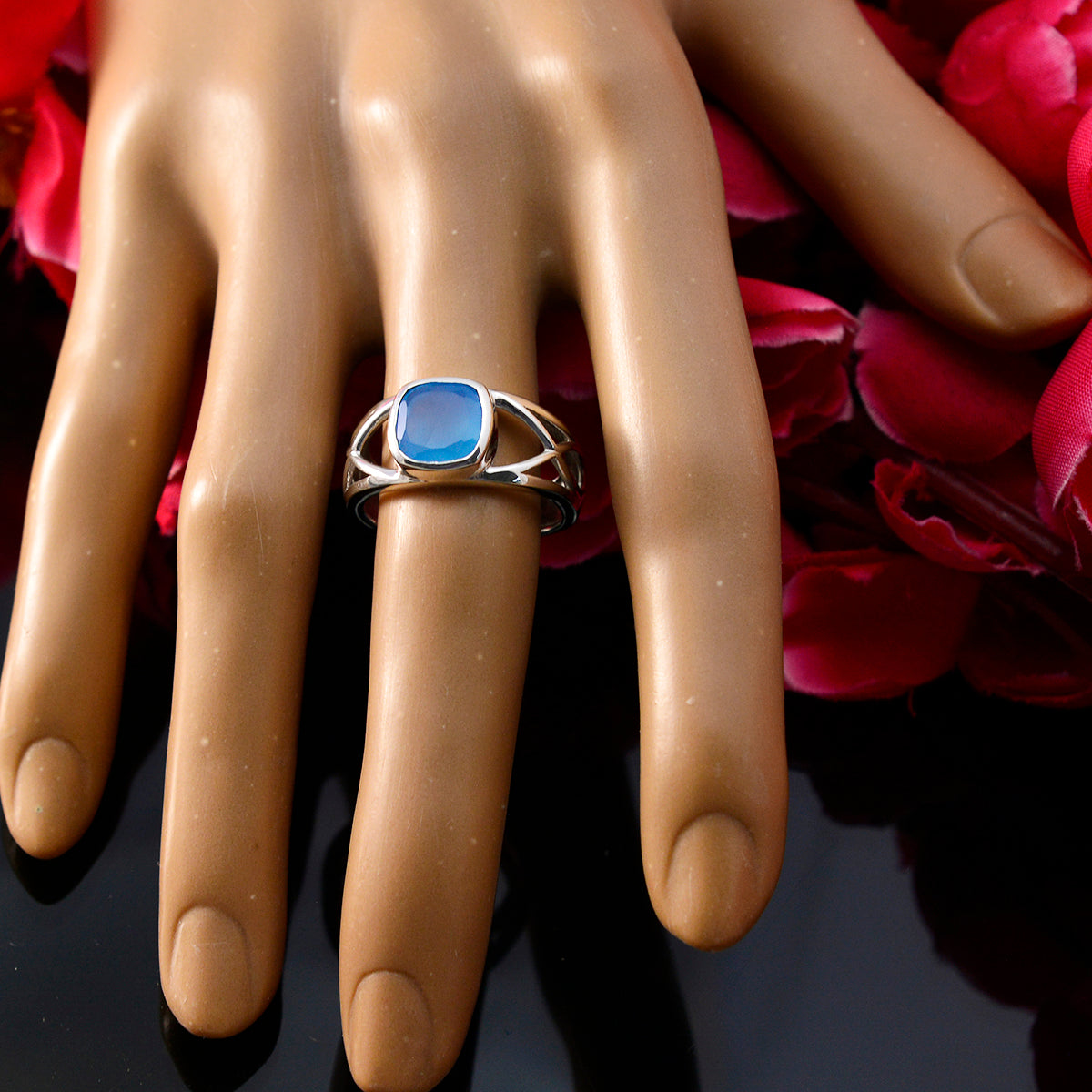 Carolina Blue Solitaire Ring for Women in Sterling Silver
