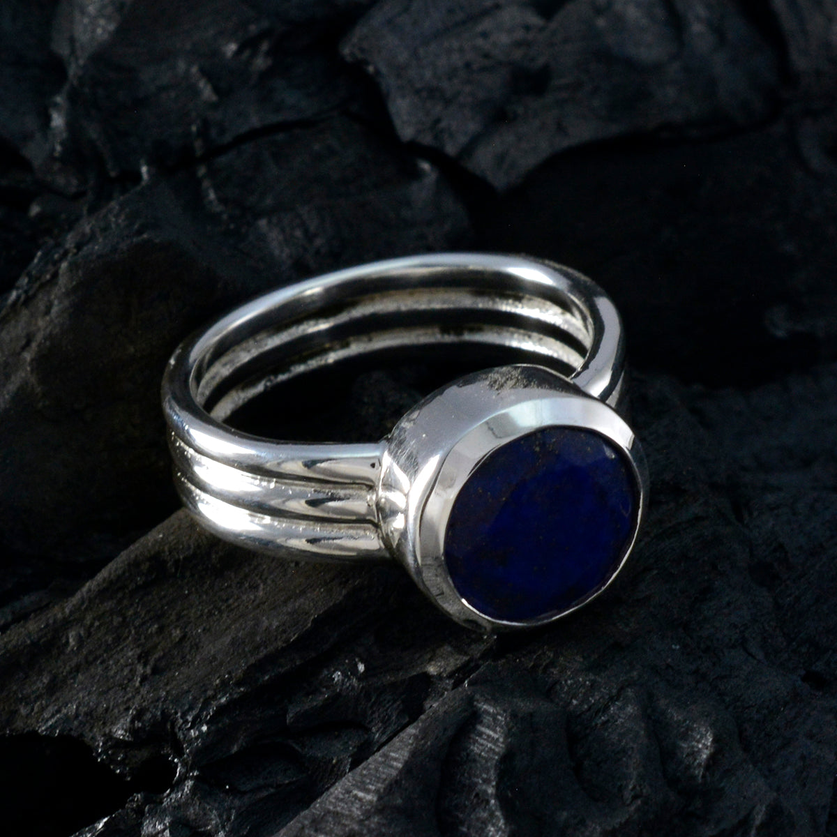 Audrey Blue Solitaire Ring India in Sterling Silver