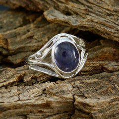 Kristine Blue Solitaire Ring India with Silver Design
