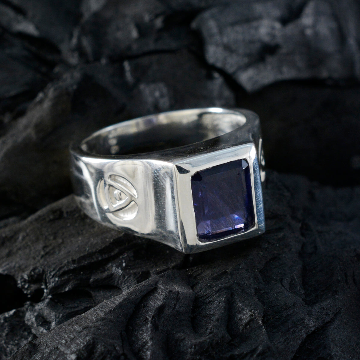 Isabella Contemporary Blue Solitaire Ring
