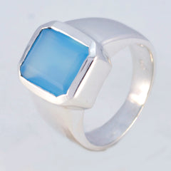 Emma Blue Solitaire Ring with Elegant Silver Band