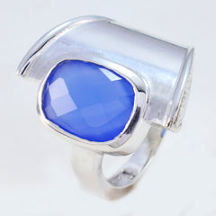 Hannah Blue Solitaire Ring with Sterling Silver Band
