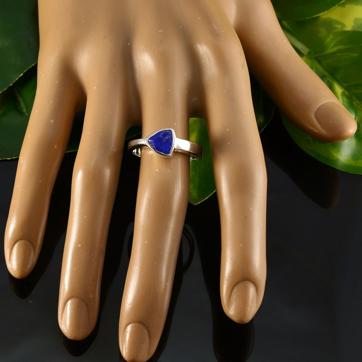 Saanvi Boho Blue Gemstone Ring in Silver Finish
