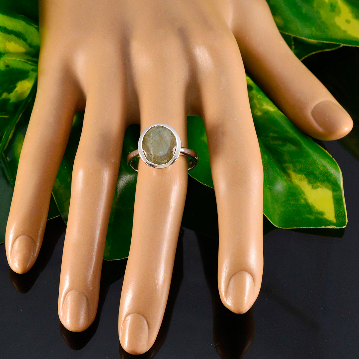 Katarina Boho Grey Solitaire Ring with Gemstone Glow
