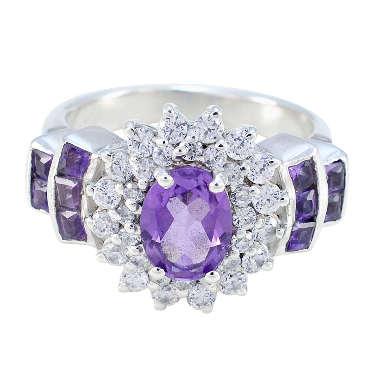 Alejandra Boho Purple Gemstone Ring with Silver Details