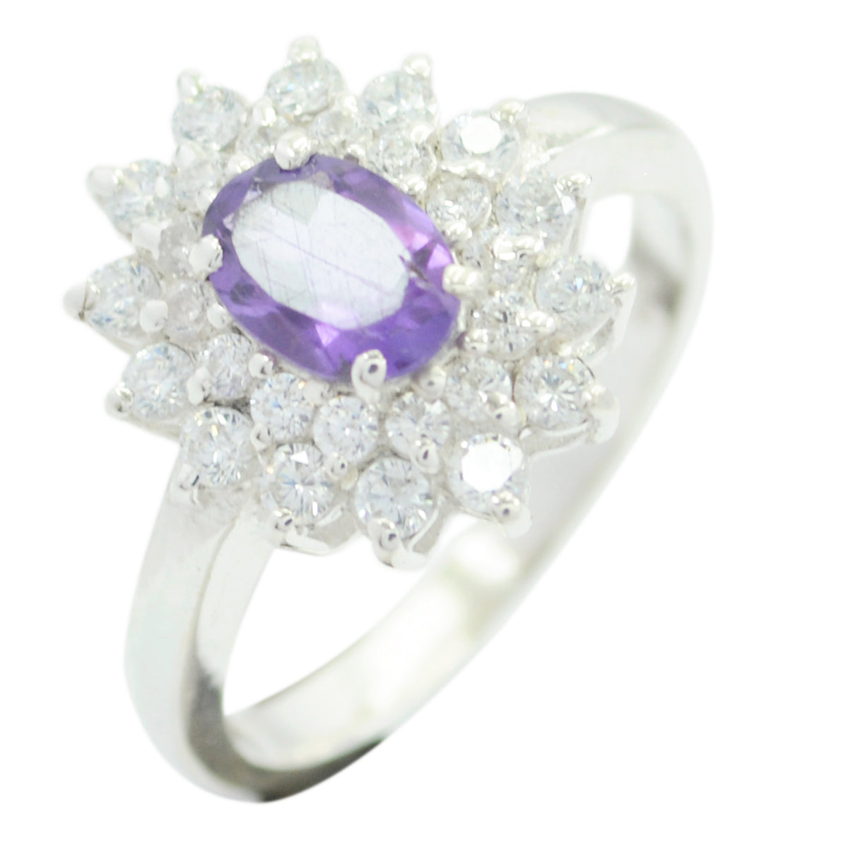 Emily Boho Purple Halo Ring with Amethyst Gemstone