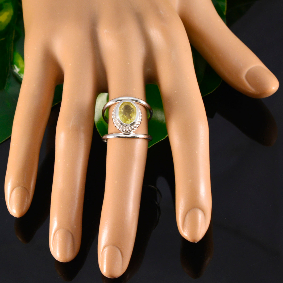 Natalia Boho Yellow Solitaire Ring with Sterling Silver