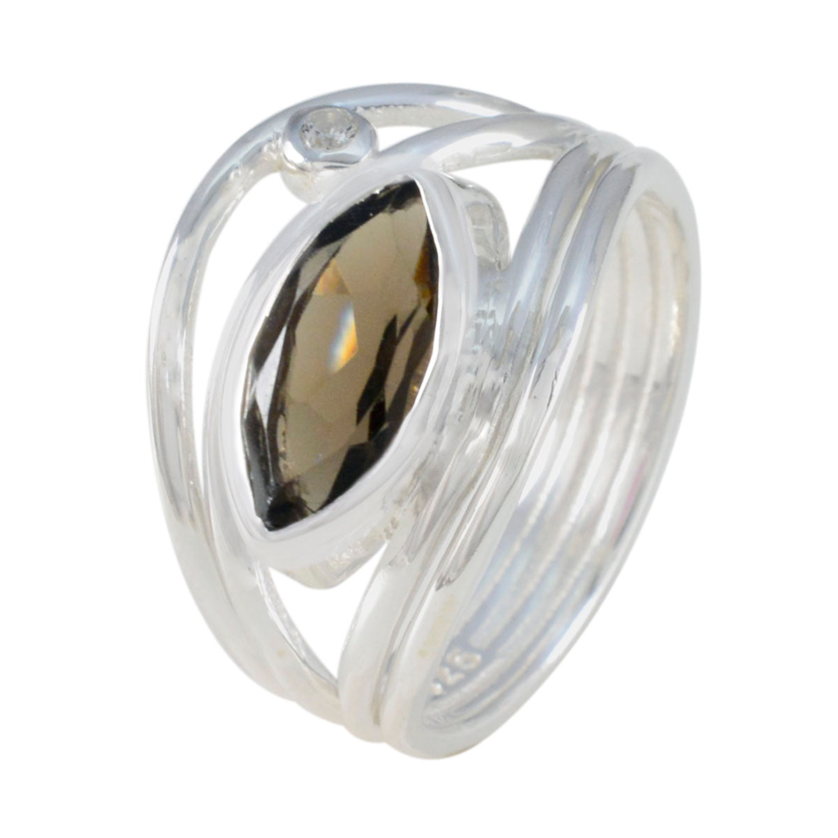 Victoria brown gemstone toi et moi ring sterling silver marquise brown stone with small round accent and split band