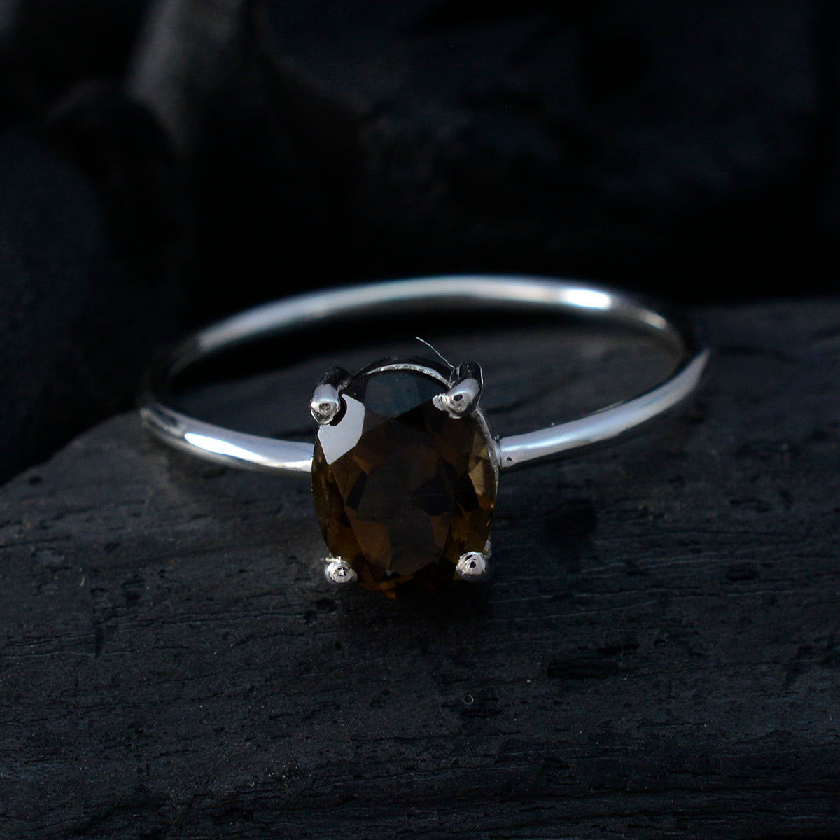 Naomi Romantic Brown Solitaire Ring