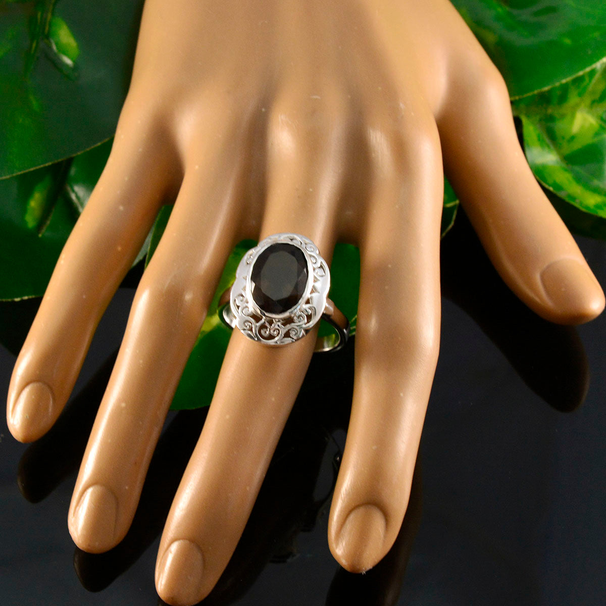 Alina Filigree Brown Solitaire Ring