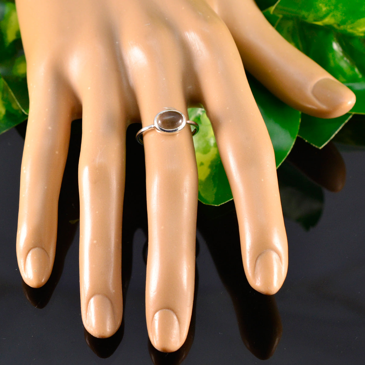 Ying Brown Solitaire Ring in Sterling Silver