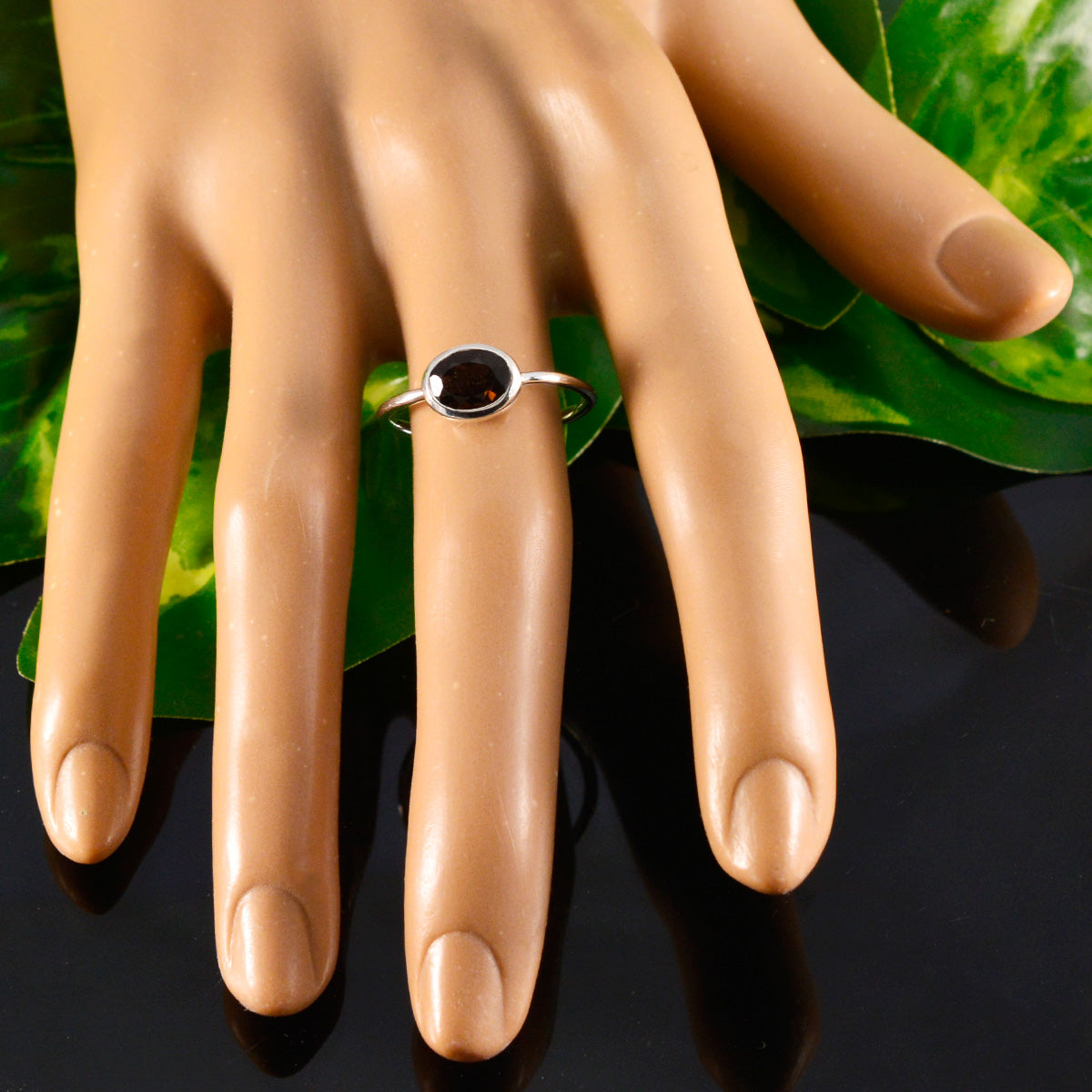 Yuki Brown Solitaire Ring Online in Sterling Silver