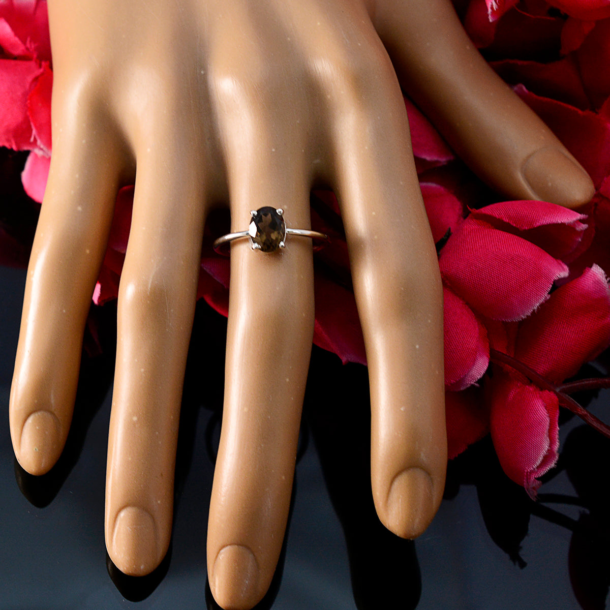 Naomi Romantic Brown Solitaire Ring