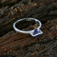 Clara Blue Solitaire Ring with Elegant Pear Gemstone