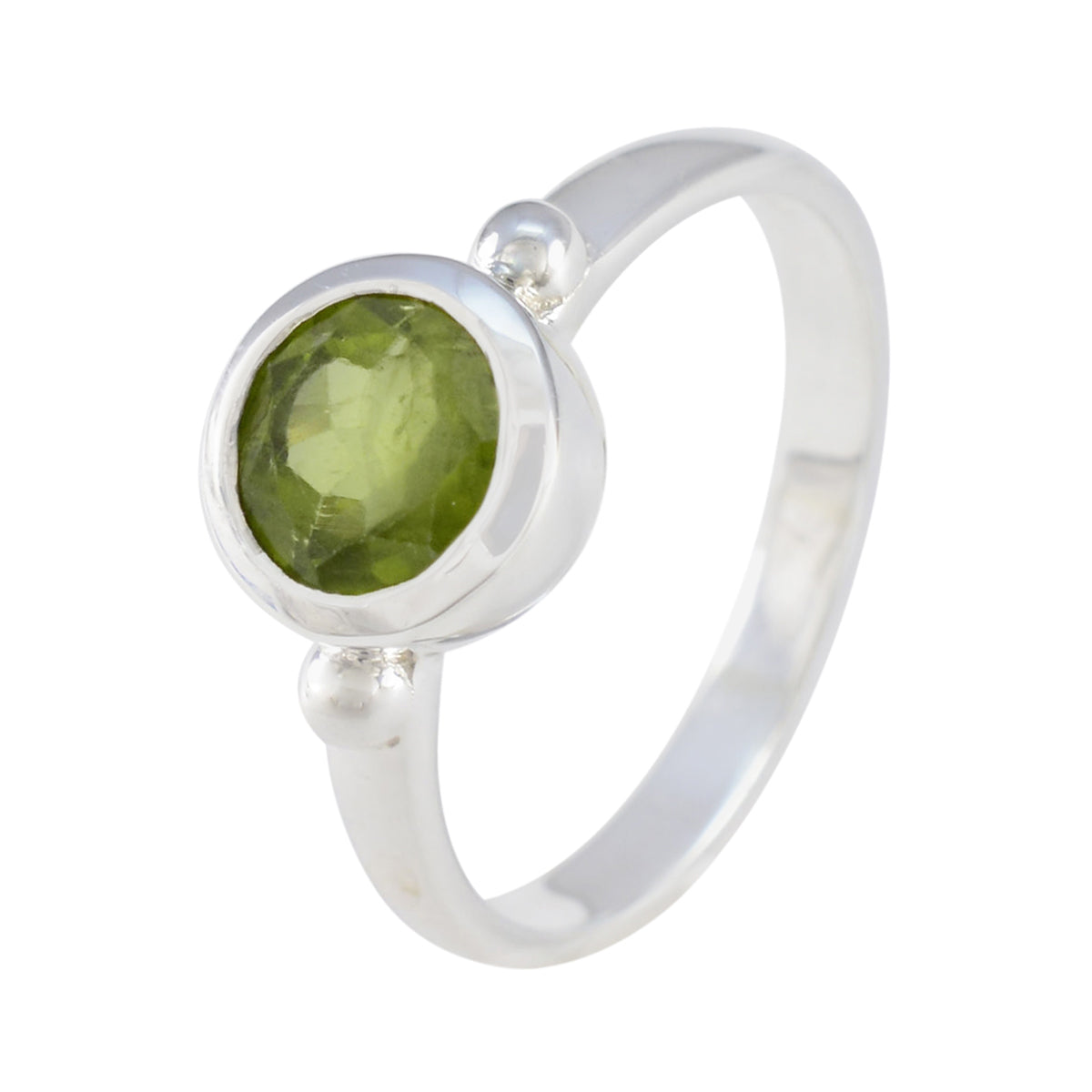 Elena Green Solitaire Ring with Sterling Silver Band