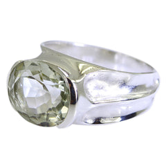 Milagros Ethnic Green Solitaire Ring in Sterling Silver Green Amethyst Green