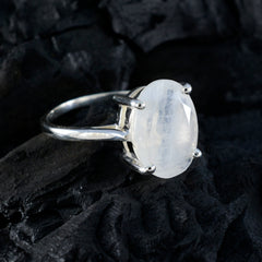 Riley Ethnic White Solitaire Ring with Oval Stone