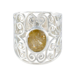 Saanvi Filigree Solitaire Ring with Elegant Design Rutile Quartz Yellow
