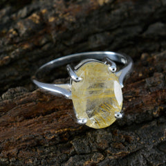 Kristine Golden Solitaire Ring with Unique Gemstone