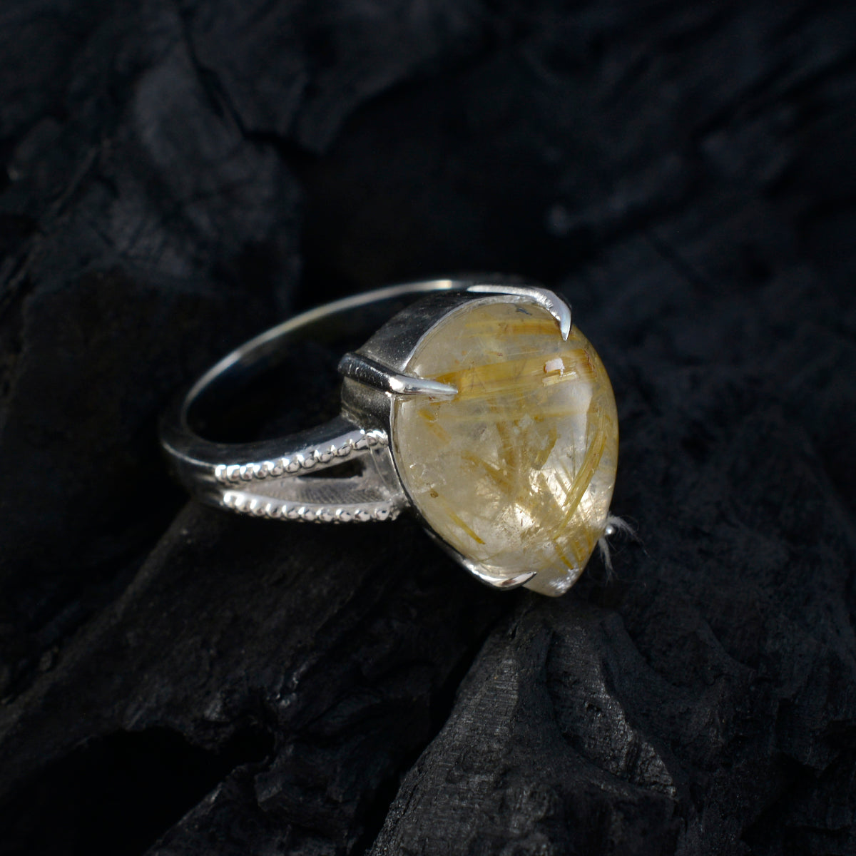 Meera Golden Solitaire Wedding Ring with Unique Gemstone