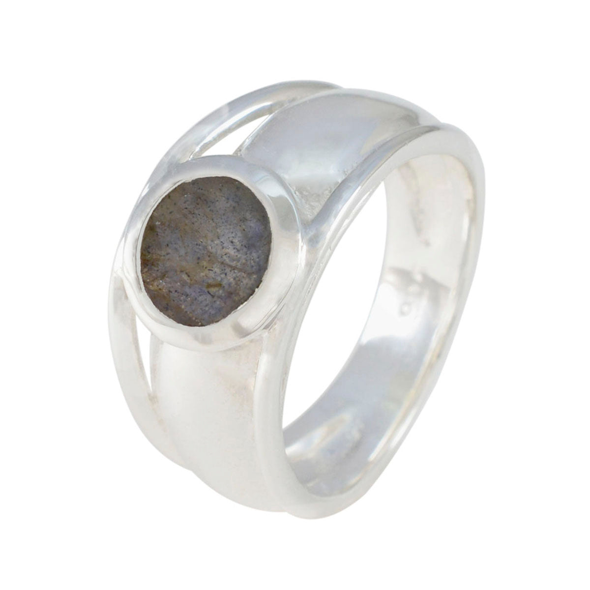Julia Graceful Grey Solitaire Ring in Sterling Silver