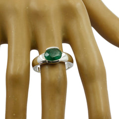 Katharina Green Solitaire Gemstone Ring in Silver