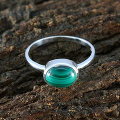 Nora Green Solitaire Ring with Elegant Silver Band
