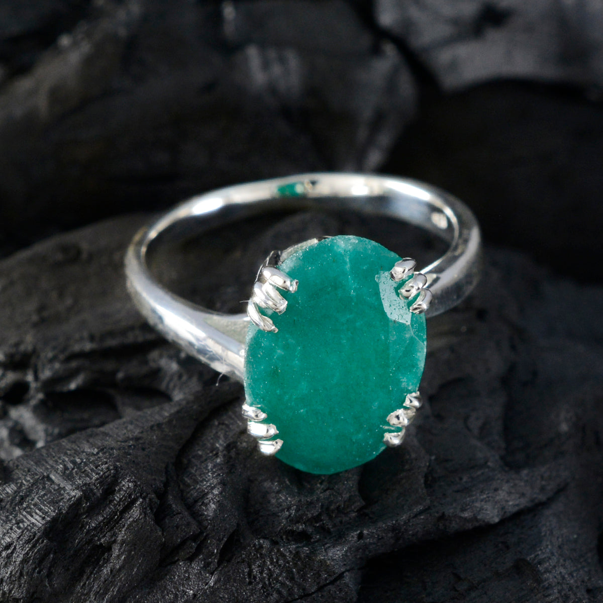 Luisa Contemporary Green Solitaire Ring