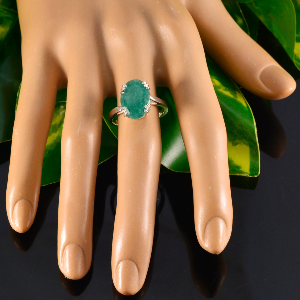 Luisa Contemporary Green Solitaire Ring