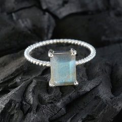 Penelope Grey Solitaire Gemstone Ring with Silver Band