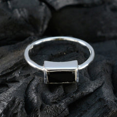 Maria Black Solitaire Ring for Women in Silver