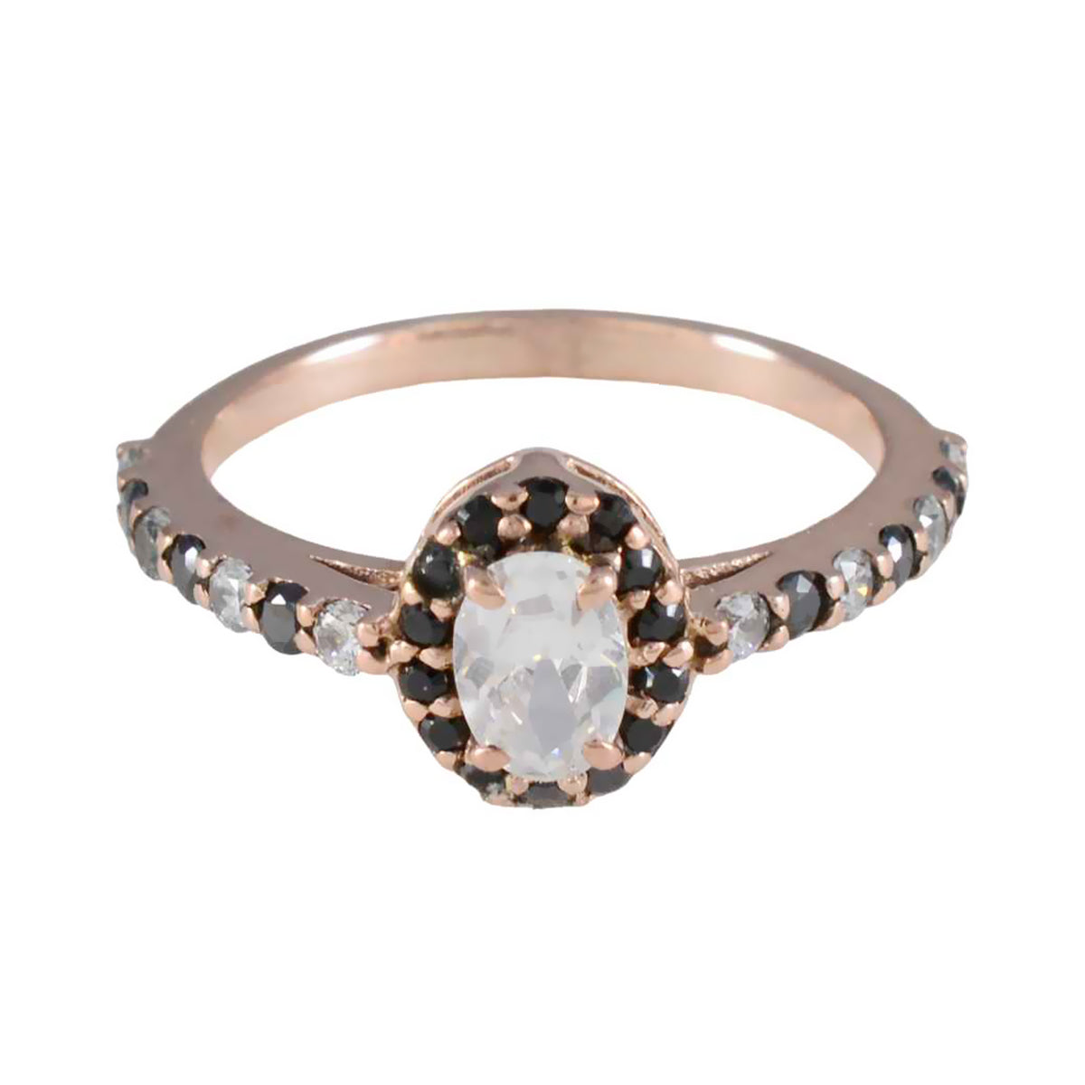 Liyana Blue Halo Gemstone Ring with Rose Gold Glow Blue Sapphire CZ Blue
