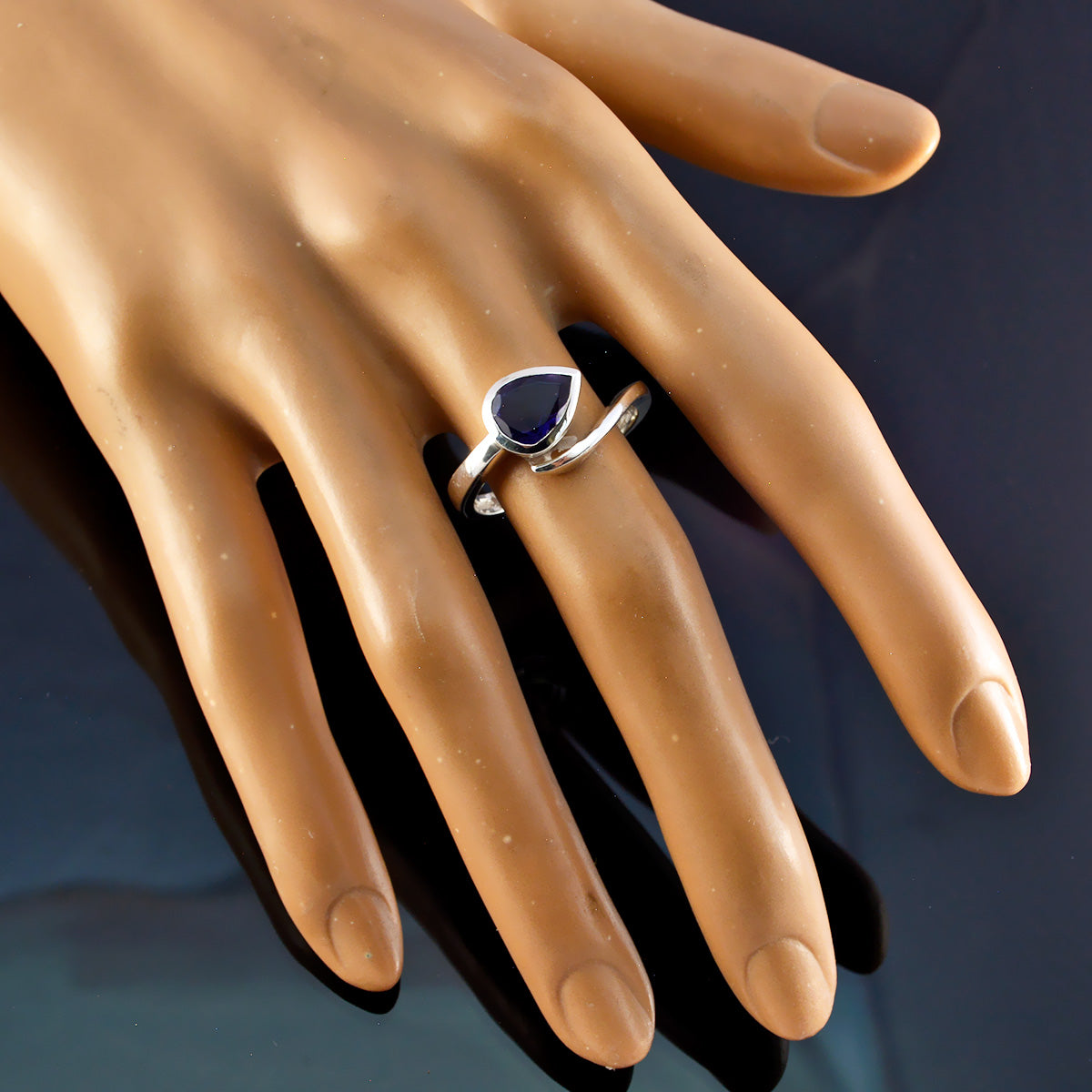 Sarah Blue Solitaire Gemstone Ring in Sterling Silver