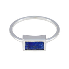 Li Lee Blue Solitaire Gemstone Ring in Silver Lapis Lazuli Blue