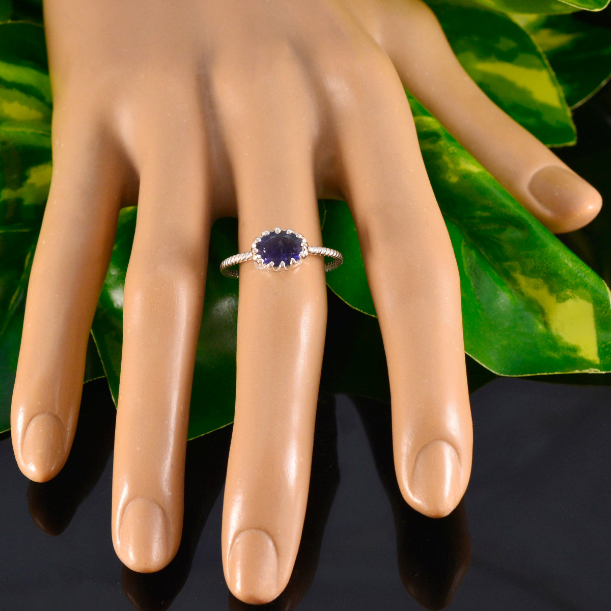 Lucy Blue Solitaire Gemstone Ring in Sterling Silver