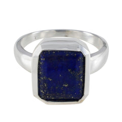 Noelia Blue Solitaire Ring with Square Gemstone Lapis Lazuli Blue