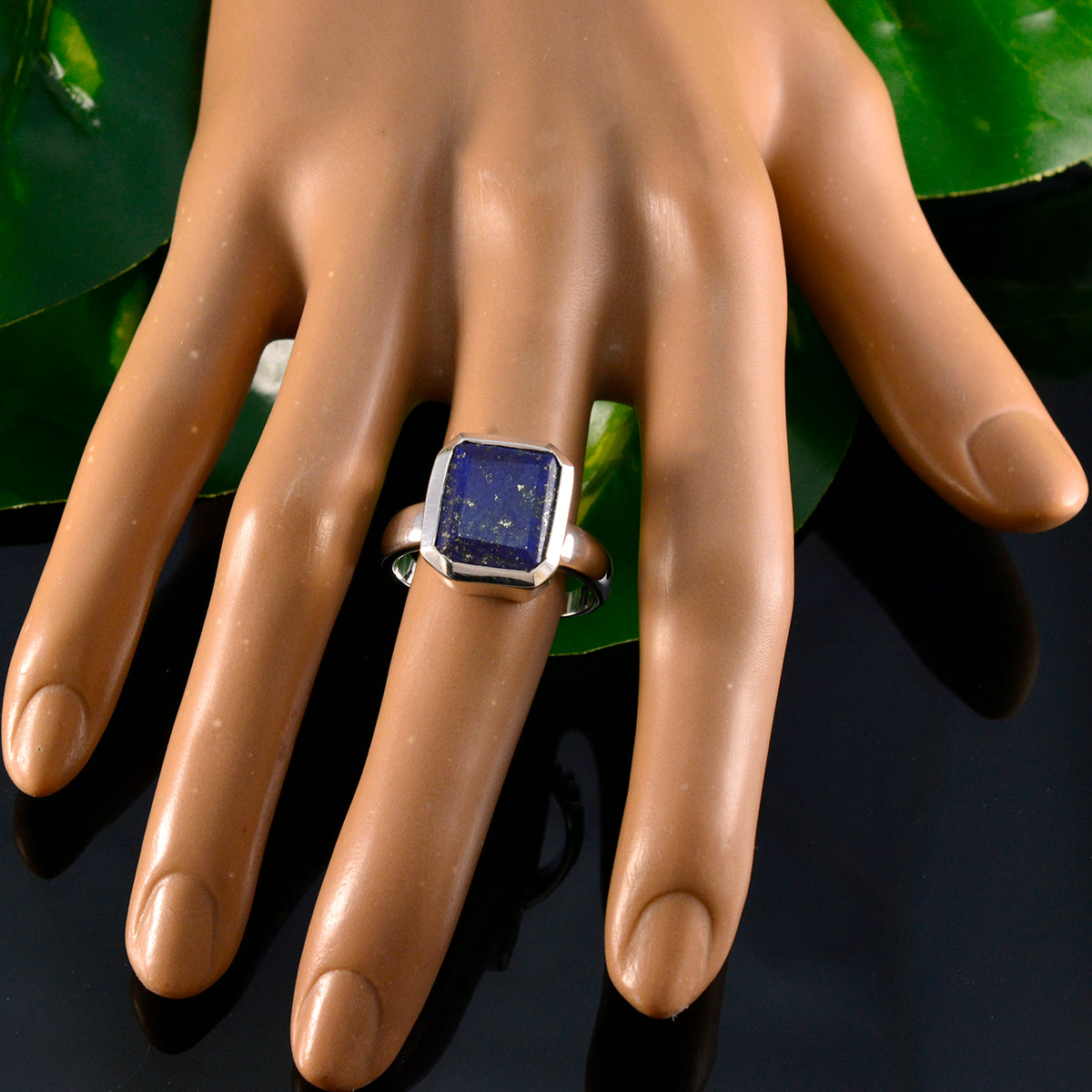 Noelia Blue Solitaire Ring with Square Gemstone