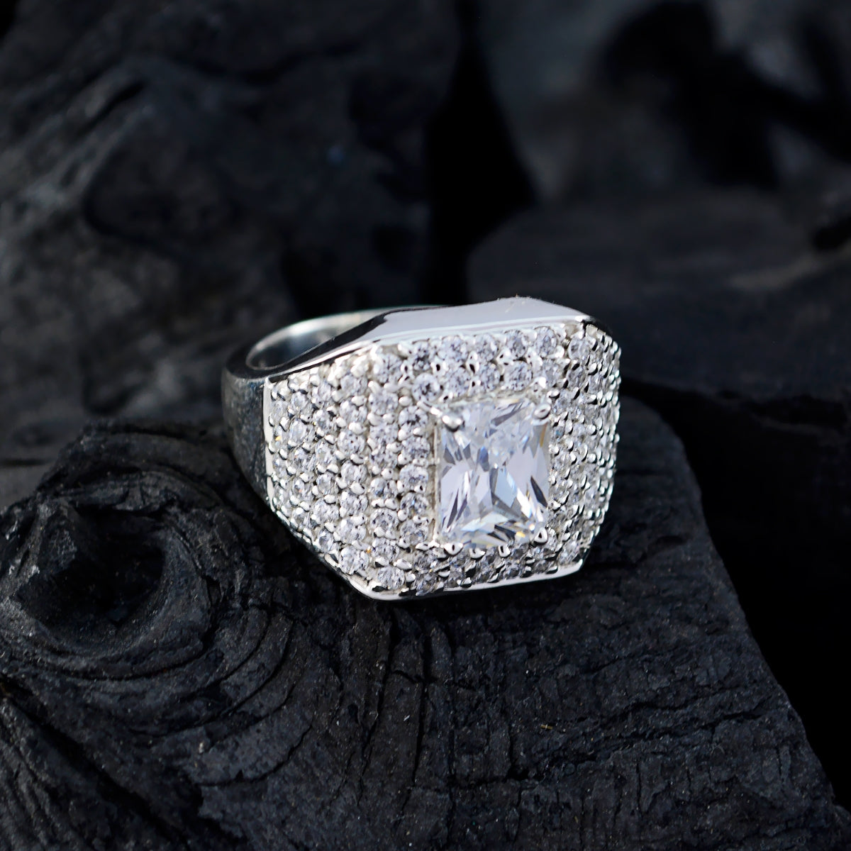 Isabelle Contemporary White Halo Ring