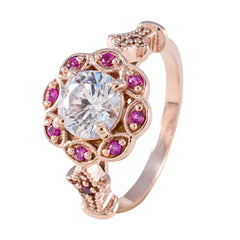 Bianca Red Halo Engagement Ring with Rose Gold Design