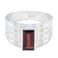Kristine Red Solitaire Ring for Women in Silver Garnet Red