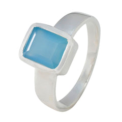 Isadora Trendy Blue Solitaire Ring in Sterling Silver