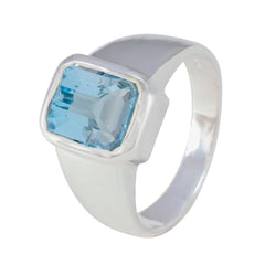 Liyana Trendy Blue Solitaire Ring in Sterling Silver